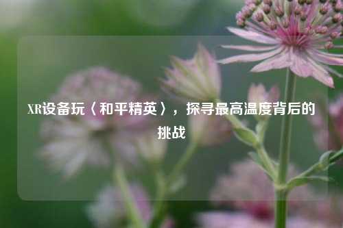 XR设备玩〈和平精英〉，探寻更高温度背后的挑战