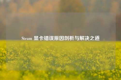 Steam 显卡错误原因剖析与解决之道