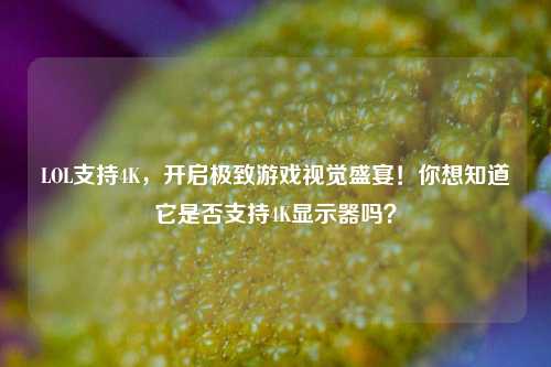 LOL支持4K，开启极致游戏视觉盛宴！你想知道它是否支持4K显示器吗？