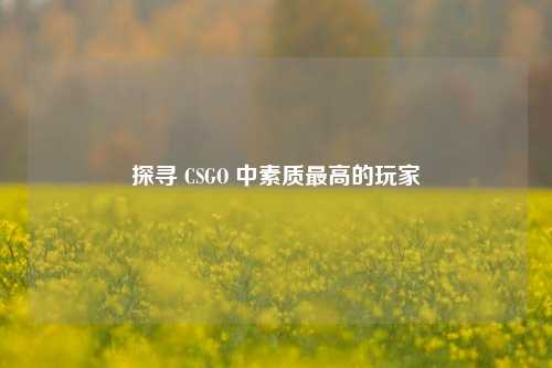 探寻 CSGO 中素质更高的玩家